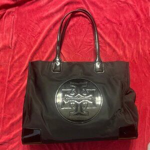 Tory Burch Ella Black Patent Leather Tote Bag Style 90479